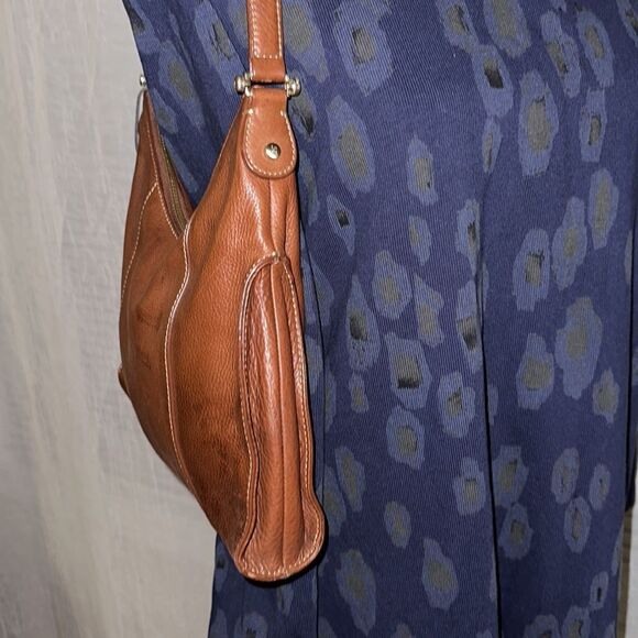 Liz Claiborne Vintage Chestnut Brown Genuine Leather Mini Hobo Bag - Picture 3 of 14